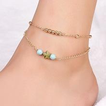 Romwe Star Detail Layered Chain Anklet