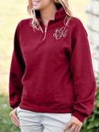Romwe Wine Red Lapel Print Thicken Sweatshirt