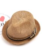 Romwe Bow Band Straw Fedora Hat