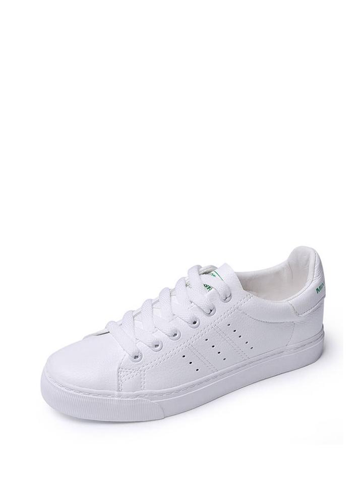 Romwe Lace Up Eyelet Pu Sneakers