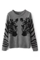 Romwe Zebra Knitted Grey Jumper