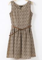 Romwe Apricot Sleeveless Leopard Print Slim Dress
