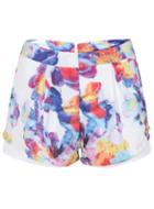 Romwe Floral Print Double Layers Shorts