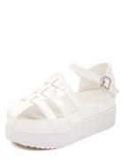 Romwe White Faux Leather Wedges
