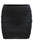 Romwe Scalloped Bandage Bodycon Black Skirt