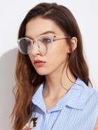 Romwe Metal Frame Clear Lens Glasses