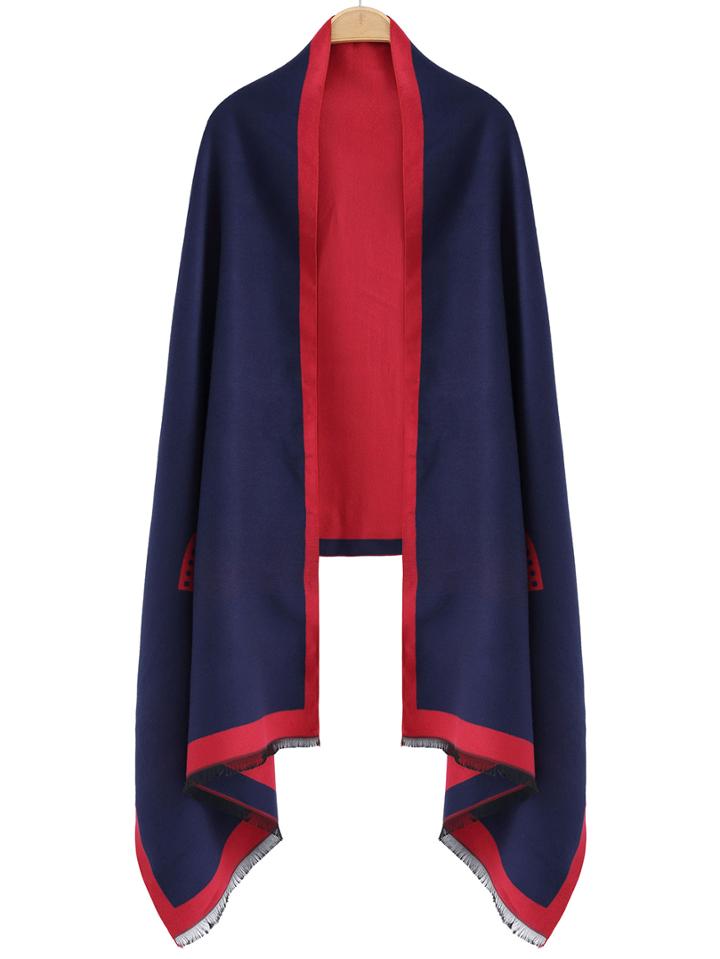Romwe Color-block Tassel Scarf