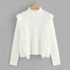 Romwe Flounce Embellished Eyelet Detail Jumper