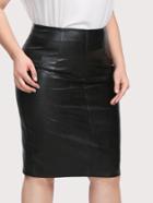 Romwe Faux Leather Pencil Skirt