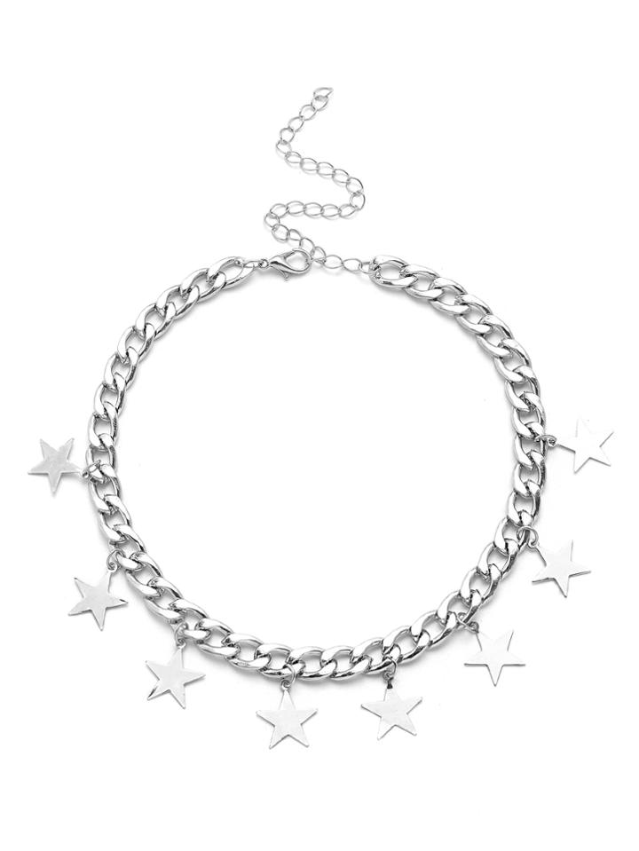 Romwe Star Embellished Chain Choker