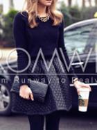 Romwe Black Pu Leather Flare Skirt