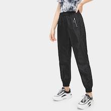 Romwe Zip Detail Elastic Waist Pants