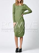 Romwe Green Side Slit V Back Dress