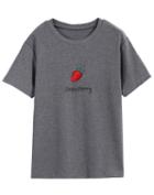 Romwe Strawberry Print Grey T-shirt