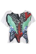 Romwe Graffiti Print White Short-sleeved T-shirt