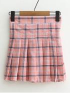 Romwe Zipper Side Plaid Skirt