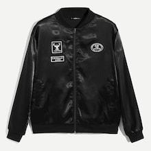 Romwe Guys Zip Front Letter Jacket