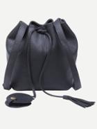 Romwe Black Tassel Drawstring Bucket Bag