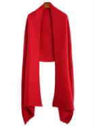 Romwe Red Ribbed Raw Edge Scarf