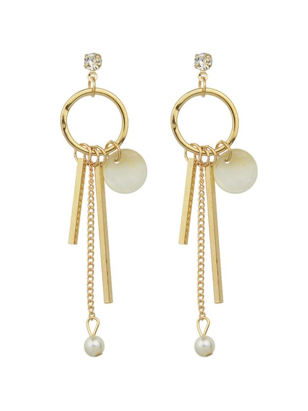 Romwe Fashion Gold Color Long Hanging Chain Earrings