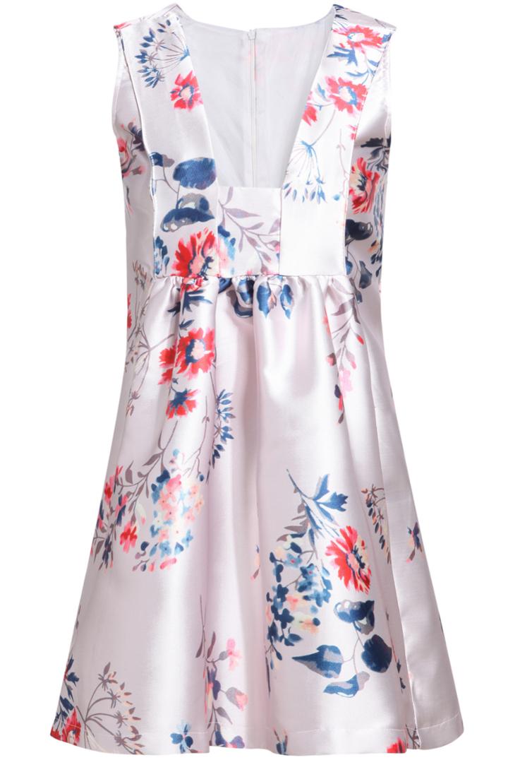 Romwe White V Neck Sleeveless Floral Slim Dress