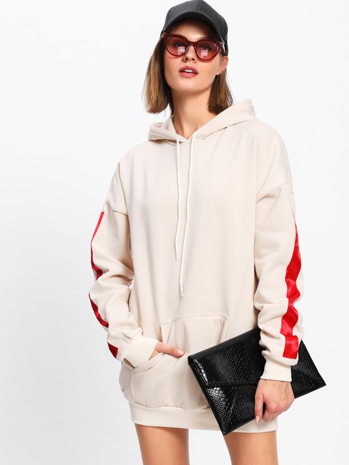 Romwe Drop Shoulder Side Panel Sleeve Hoodie