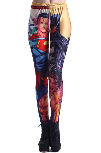 Romwe Super Man Spider-man Print Leggings