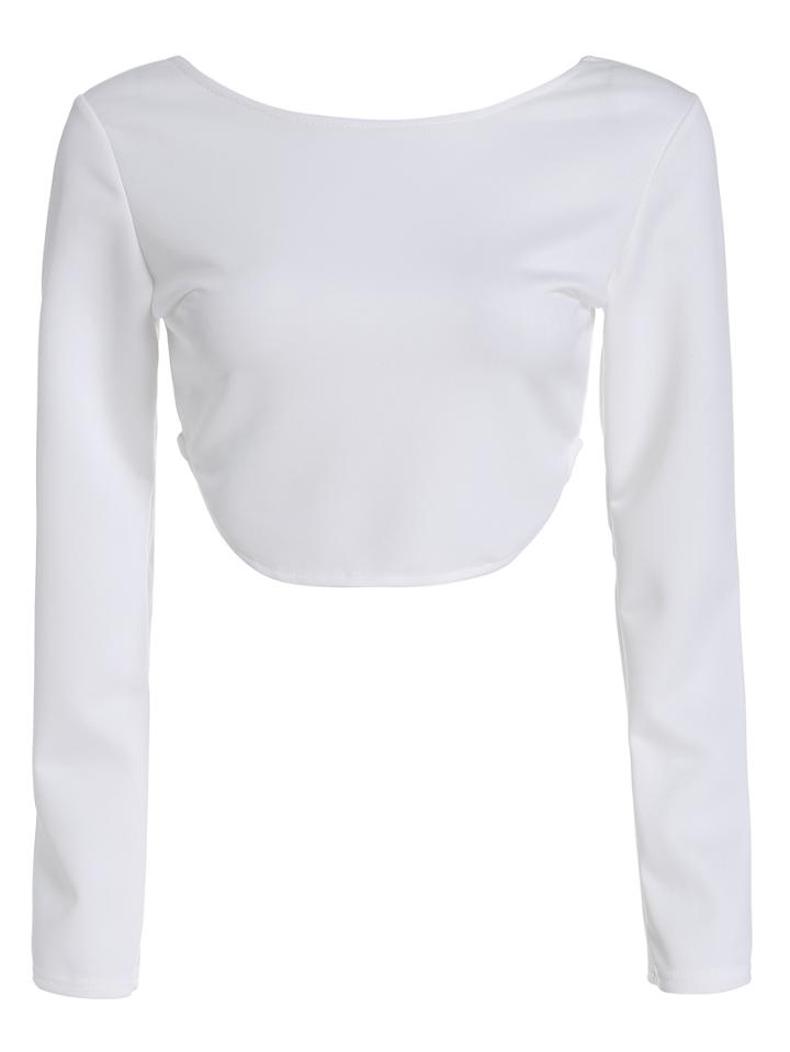 Romwe Long Sleeve Dip Hem Zipper Top