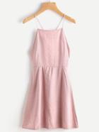 Romwe Criss Cross Lace Up Open Back Cami Dress