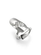 Romwe Silver Plated Rhinestone Nail Ring