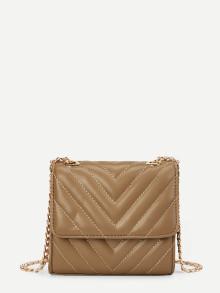 Romwe Chevron Design Pu Chain Bag