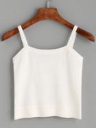 Romwe White Crop Knit Cami Top