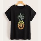 Romwe Pineapple Print Roll Up Sleeve Tee