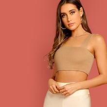 Romwe Rib Knit Crop Fitted Top