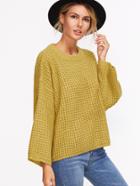 Romwe Yellow Long Sleeve Loose Sweater