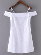 Romwe White Cold Shoulder Zipper Side Dress