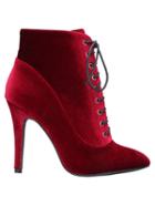 Romwe Red Lace Up High Heeled Boots