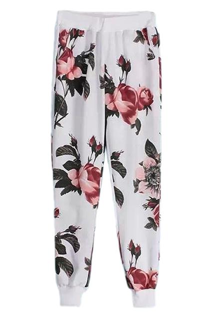 Romwe Elastic Floral Print Pants