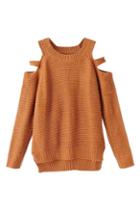 Romwe Cut-out Shoulder Knitted Loose Jumper