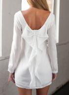 Romwe White Split Back Bow Dress