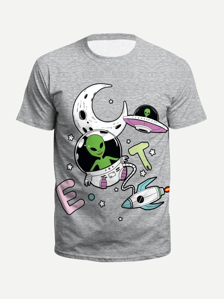 Romwe Men Et 3d Print Tee