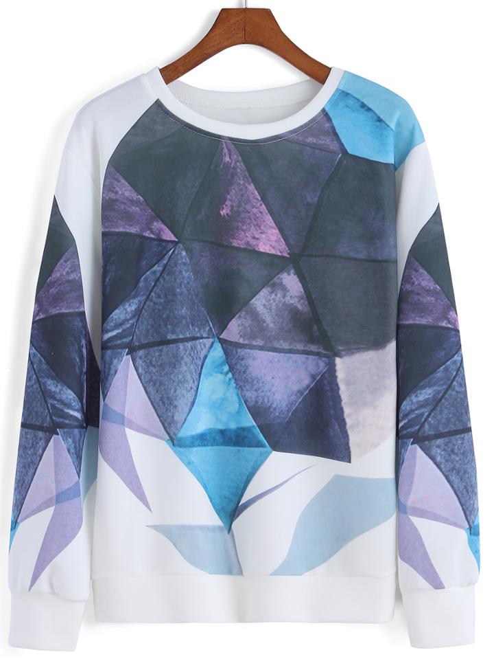 Romwe Round Neck Patchwork Sweatshirt