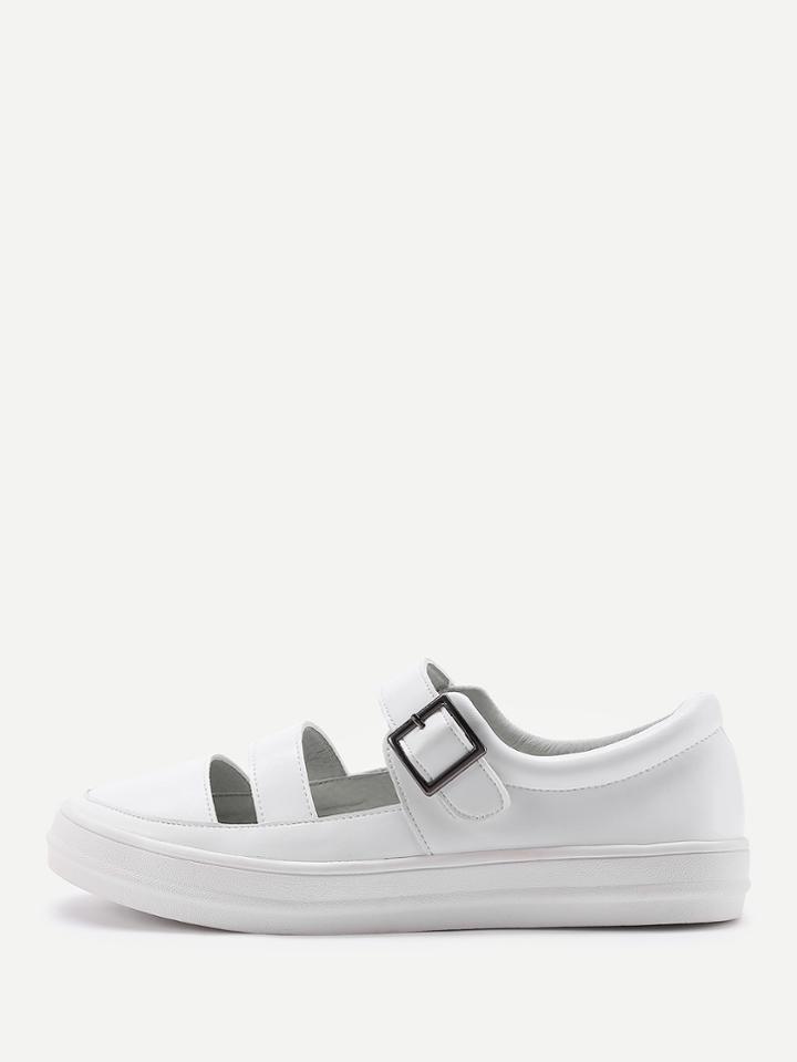 Romwe Round Toe Cutout Thick-soled Shoes