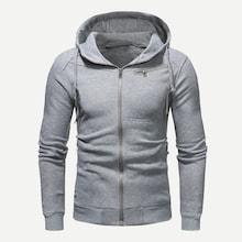 Romwe Guys Solid Hooded Sweatshirt