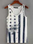 Romwe Stars And Stripes Print Racerback Tank Top