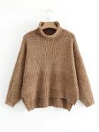 Romwe Dip Hem Chenille Sweater