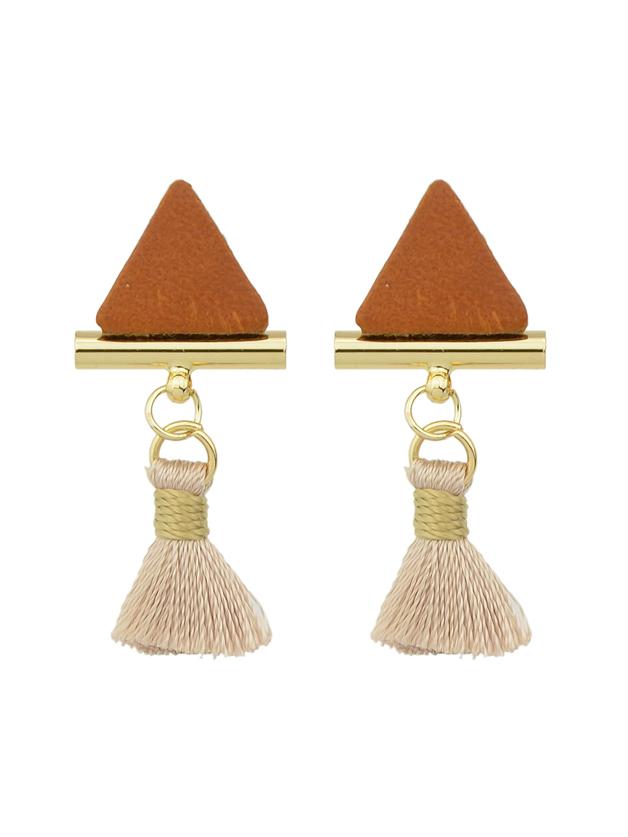 Romwe Brown Color  Triangle Shape Tassel Drop Earrings