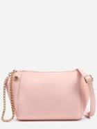 Romwe Pink Zip Top Structured Crossbody Bag