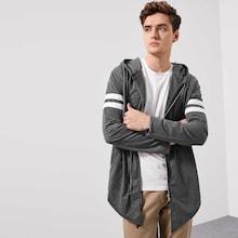 Romwe Men Varsity Striped Zip Up Hoodie