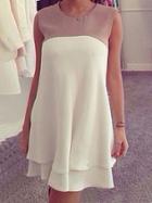 Romwe Color-block Sleeveless Tiered Dress